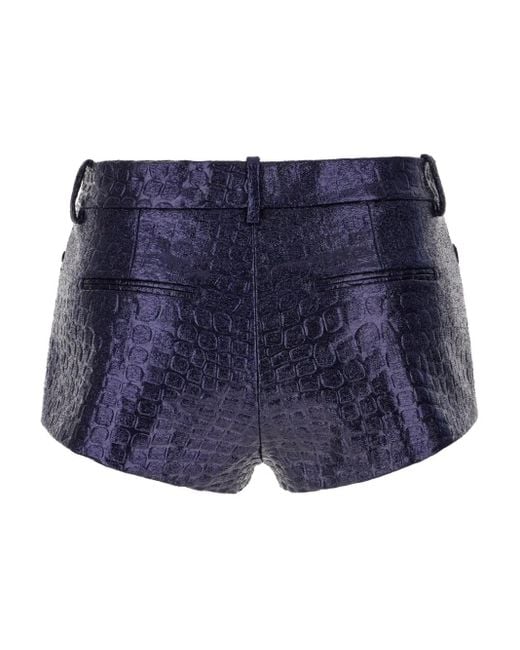 Tom Ford Blue Croc-Effect Shorts