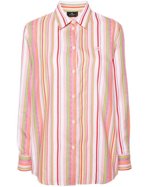 Chemise en coton à rayures Etro en coloris Pink