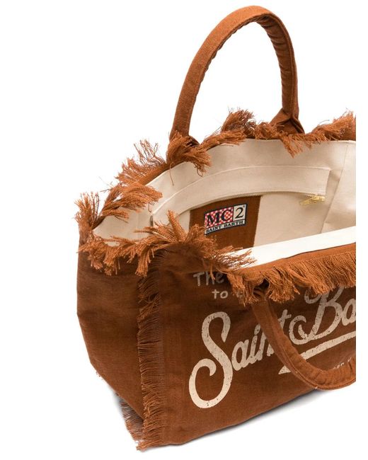 Mc2 Saint Barth Brown Vanity Fringed Tote 0Bag