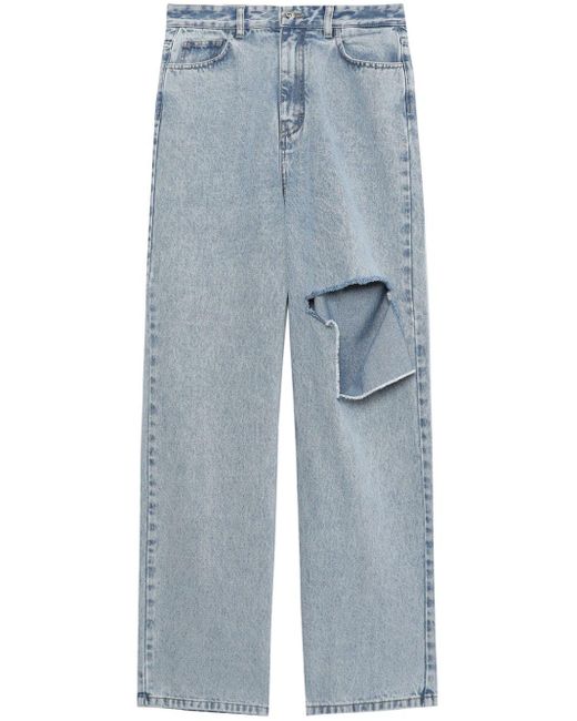 ROKH Blue Ripped Flared Jeans