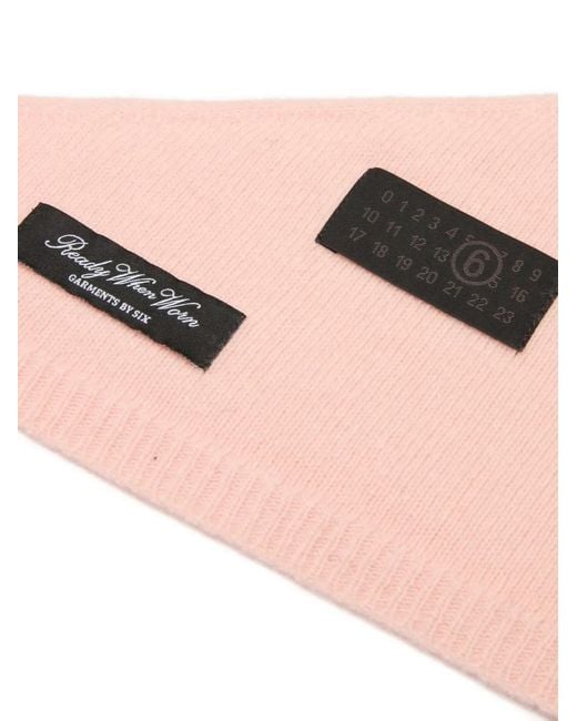 MM6 by Maison Margiela Pink Logo-Patch Scarf