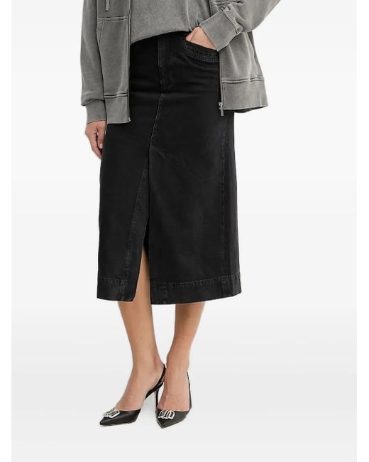 Boss Black Front-Split Denim Midi Skirt
