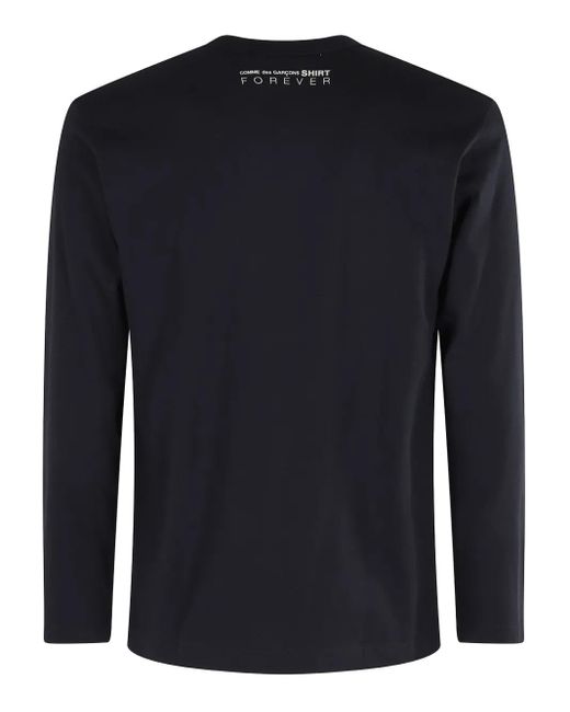 Comme des Garçons Blue Long-Sleeve Logo T-Shirt for men