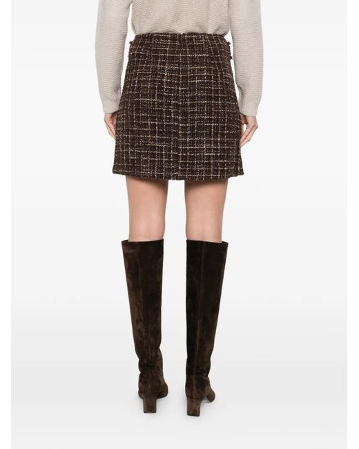 iBlues Black Button-Detail Checked Mini Skirt