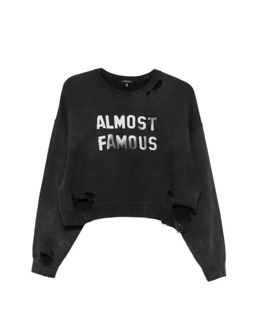 R13 Black Distressed Slogan-Print Sweatshirt