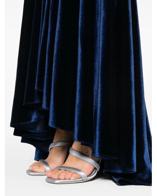 Atu Body Couture Blue High-Neck Velvet Gown
