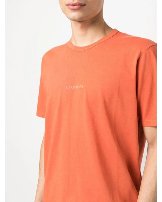 C P Company Orange Logo Print T-shirt for men