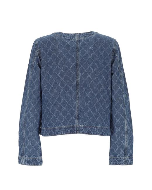 Marella Blue Diamond-Pattern Denim Jacket