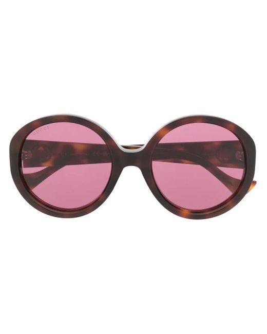 Gucci Red Side Logo-Plaque Detail Sunglasses