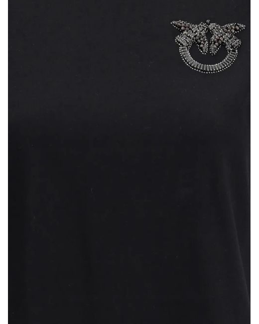 Pinko Black Crystal-Embellishment Logo T-Shirt