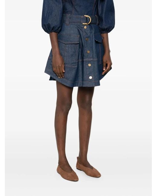 Zimmermann Blue Button-Fastening Cargo Skirt