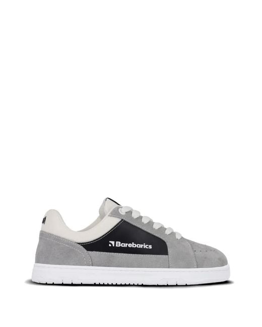 Barebarics White Perforated Suede-Panel Sneakers