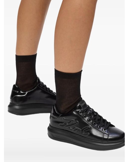 Karl Lagerfeld Black Embossed Logo Sneakers