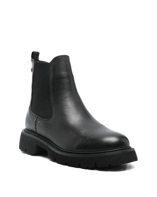 Carmela Black Elastic-Panel Boots