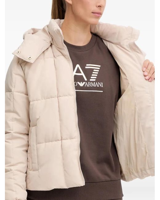 EA7 Natural Hooded Quilted Jacket