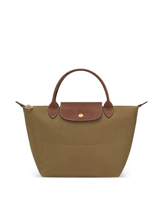 Longchamp Brown Le Pliage Leather-Trim Tote Bag