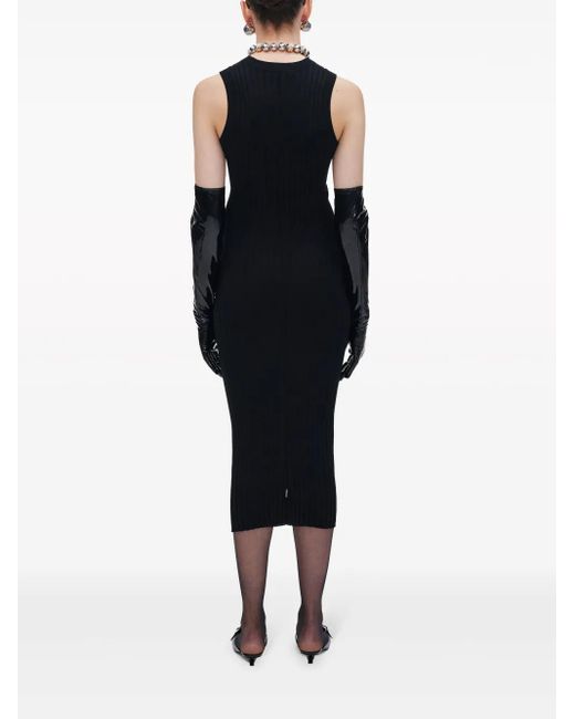 Marc Jacobs Gedraaide Midi-Jurk Van Merinowol in het Black