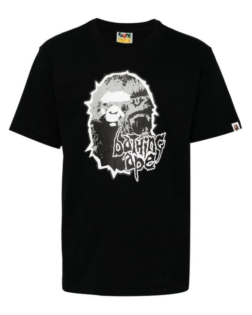 T-shirt en coton à logo imprimé A Bathing Ape pour homme en coloris Black