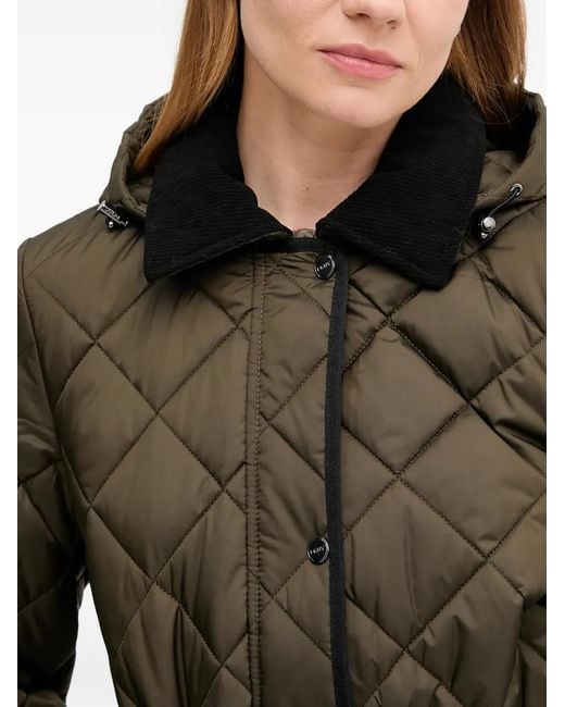 DKNY Green Quilted Hooded Parka