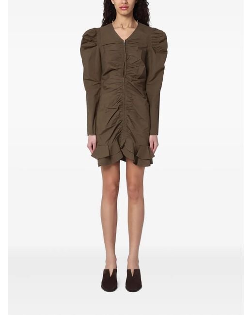 Isabel Marant Natural Briali Ruffled Zip-Up Mini Dress