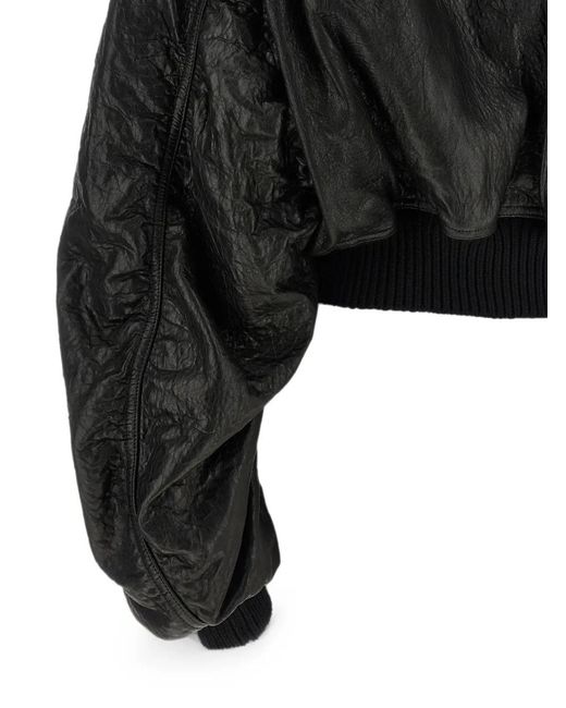 Rick Owens Black 'secchia Cropped Flight' Bomber Jacket