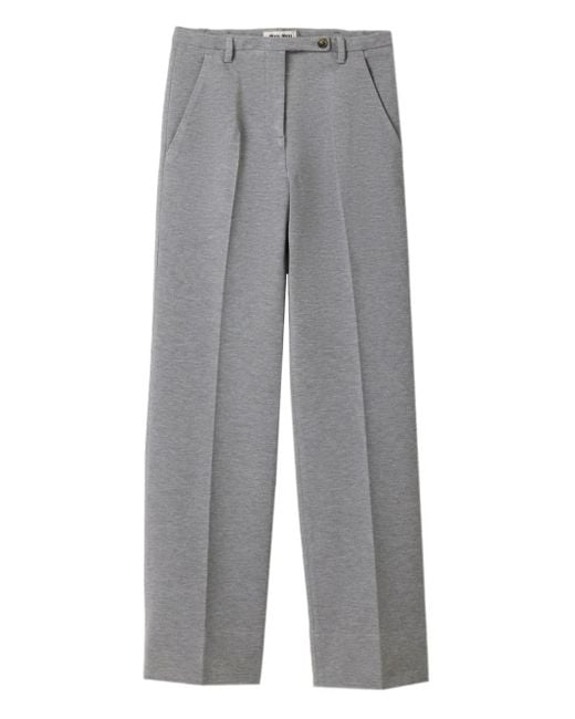 Miu Miu Gray Hose Mit Logo-Stickerei