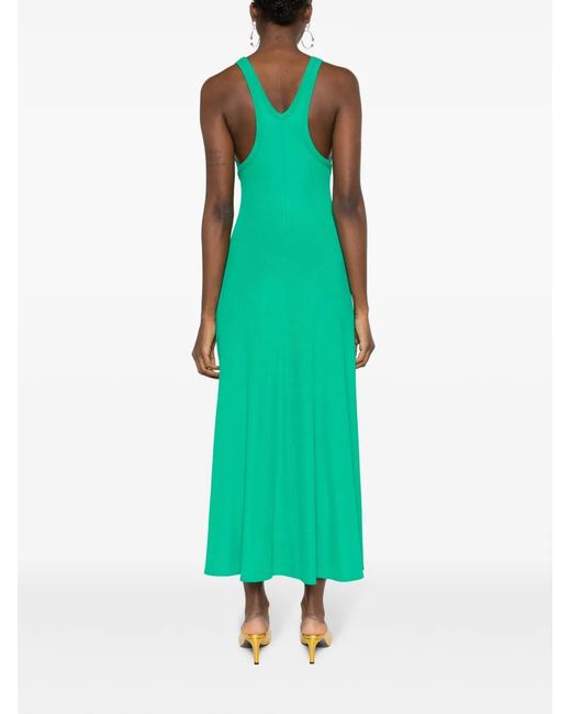 Forte_forte Green Chic Viscose Ribbed Dress