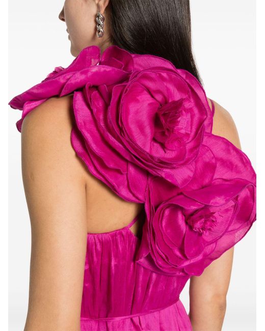 Aje. Purple Quintessa Floral-appliqué Midi Dress
