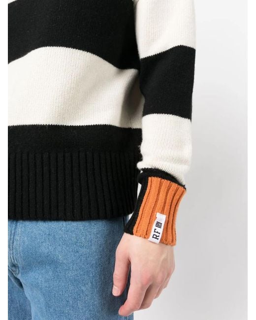 RIGHT FOR Black Striped High-Neck Jumper for men