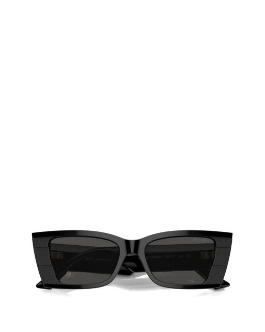 Jimmy Choo Black Ribbed Geometric Sunglasses