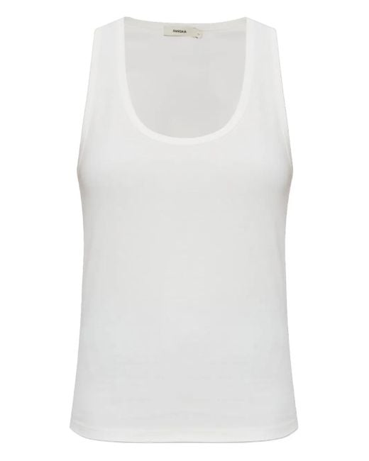 PANGAIA Katoenen Tanktop Met Diepe Ronde Hals in het White