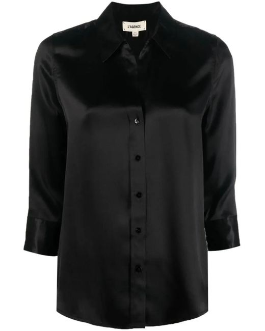 L'Agence Black Dani Silk Blouse