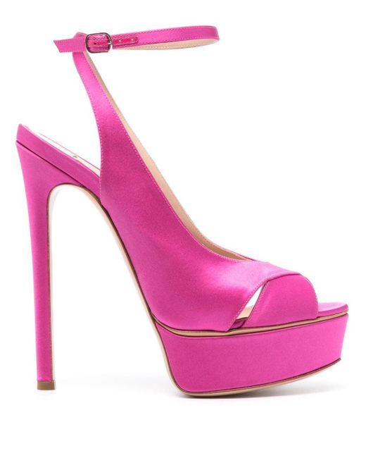 Casadei Pink Flora Jolly 140mm Satin Sandals
