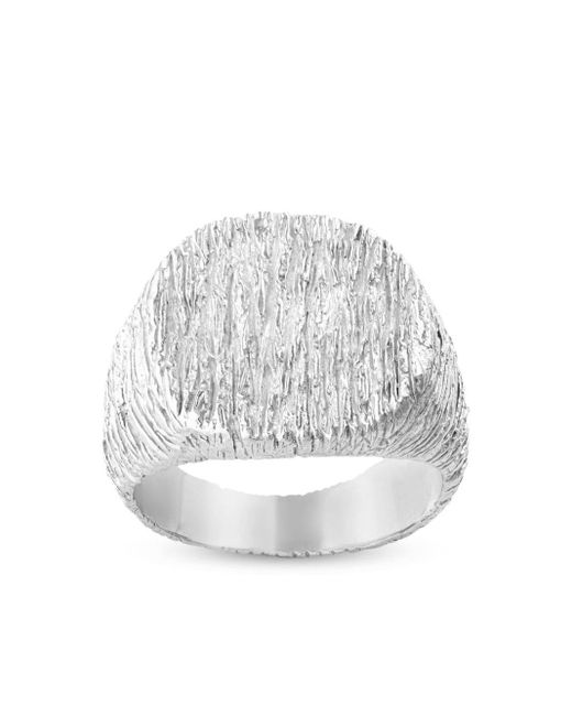Bleue Burnham White Oak Signet Silver Ring for men