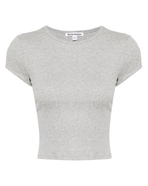 Reformation Gray Muse T-Shirt aus bio Baumwolle