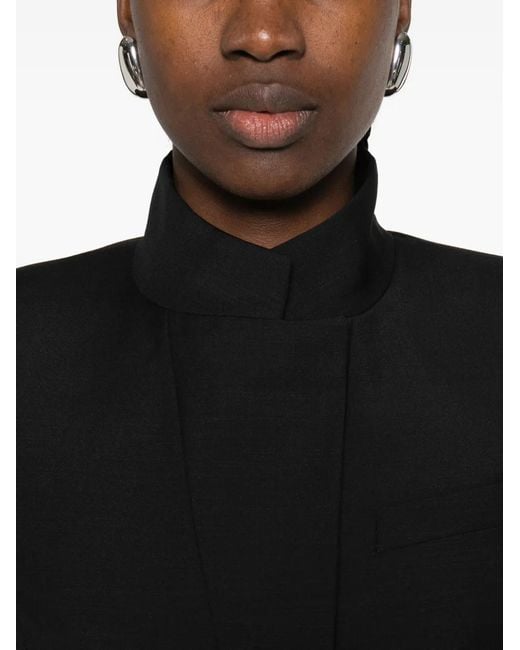 McQueen Black High-Neck Single-Button Jacket