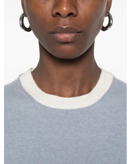 Bompard Blue Contrast-Trim Cashmere Vest