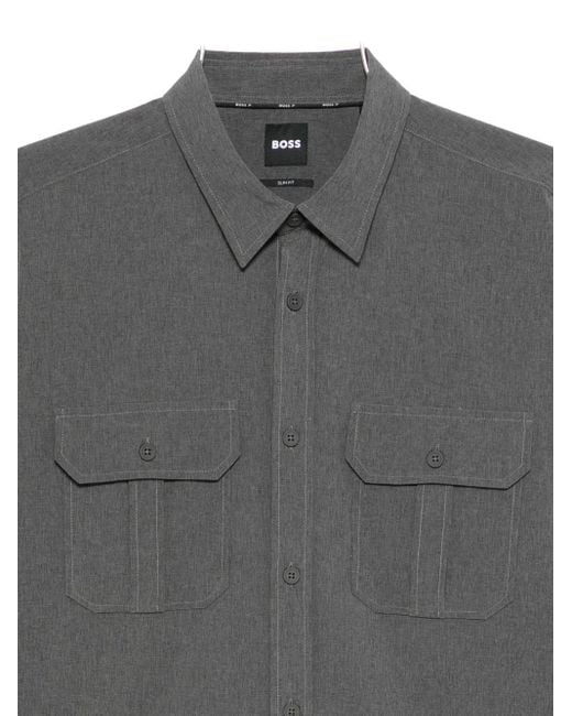 Boss Gray Point-Collar Shirt for men