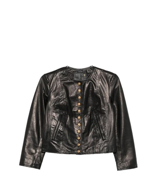 R13 Black Button-Up Leather Jacket