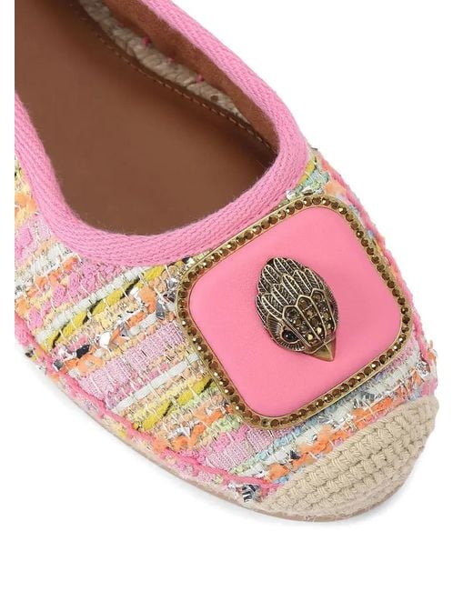 Kurt Geiger Pink Pimlico Tweed Eagle-Plaque Espadrilles