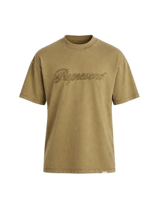 Represent Green Embroidered T-Shirt for men