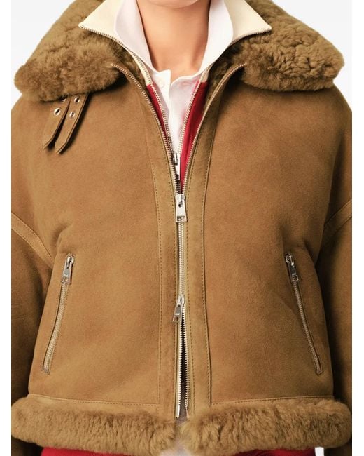 AMI Natural Sheep-Shearling Aviator Jacket