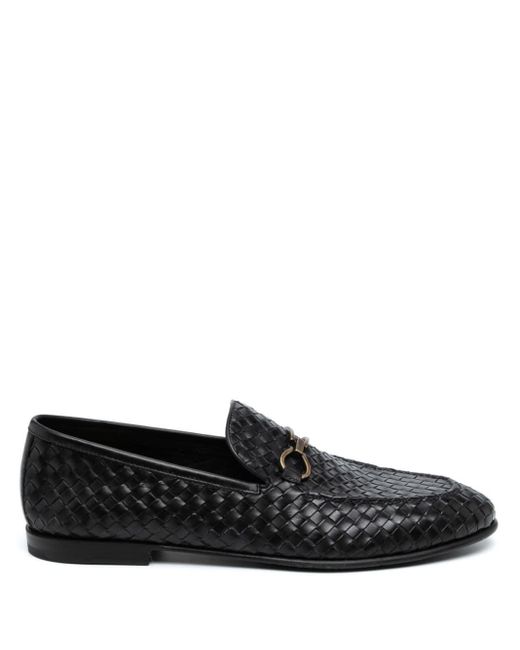 Barrett Black Woven Leather Loafers for men