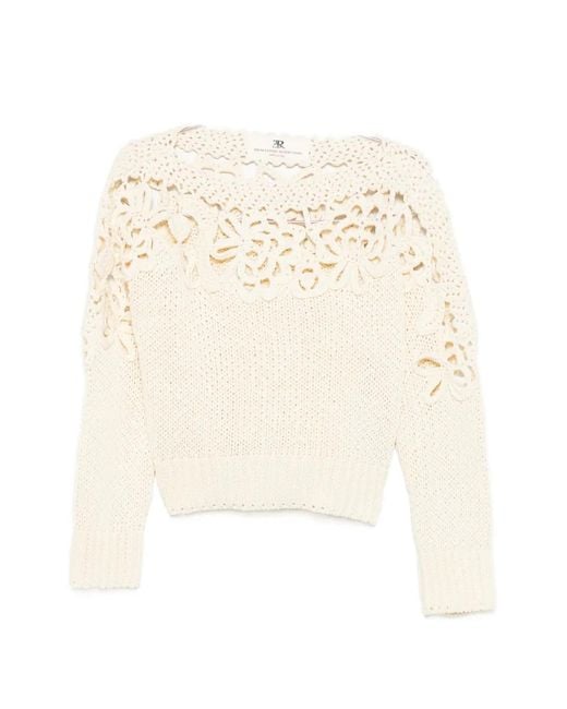 Ermanno Scervino White Crochet-Knit Cut-Out Sweater