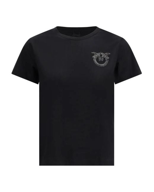 Pinko Black Crystal-Embellishment Logo T-Shirt