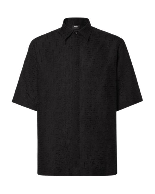 Fendi Black Ff-Jacquard Shirt for men