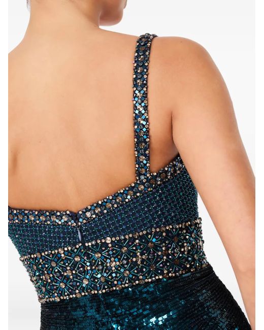 Jenny Packham Blue Only You Embellished-Sequin Maxi Dress