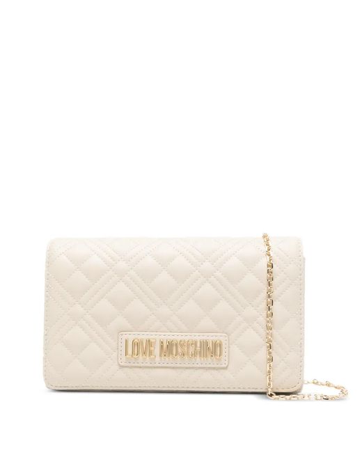 Love Moschino Natural Quilted Chain Clutch Bag