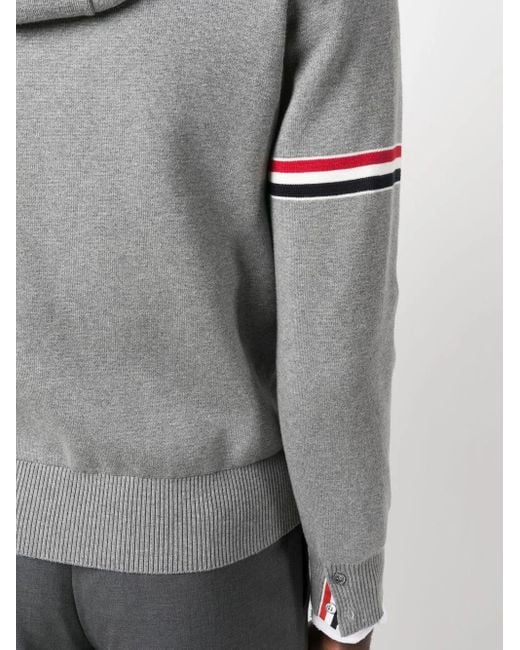 Thom Browne Gray Striped Zip-Up Hoodie for men