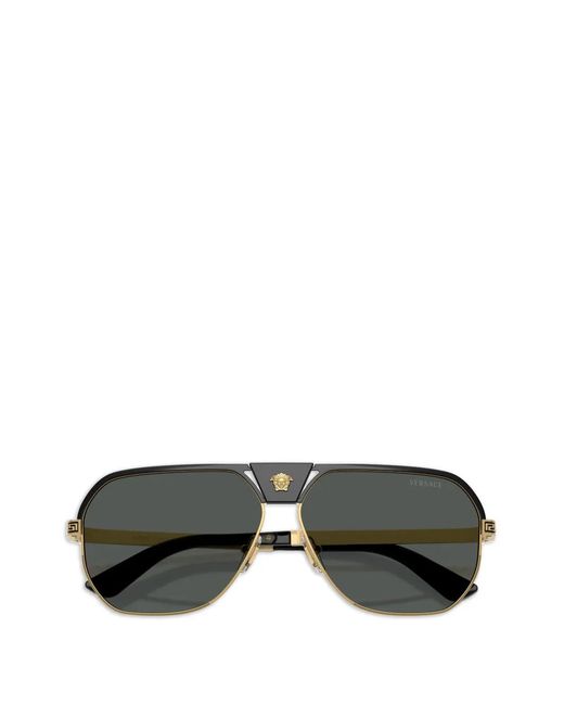 Versace Gray Medallion Pilot Sunglasses for men